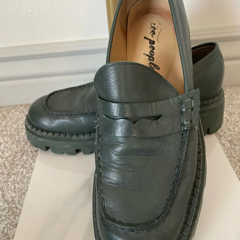 Free People Lyra Lug Sole Green Loafers Size 39.5/9.5 - Picture 6 of 11